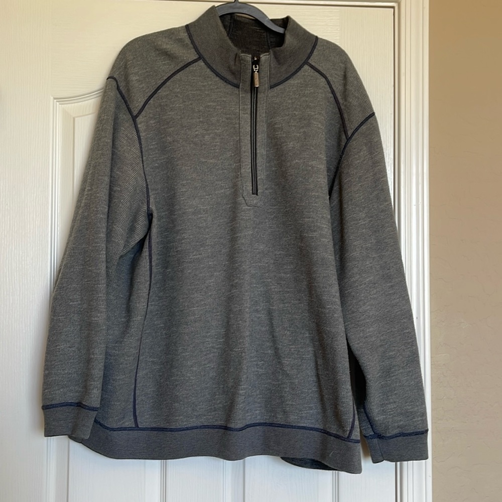 Tommy Bahama men’s pullover three-quarter zip sweatshirt